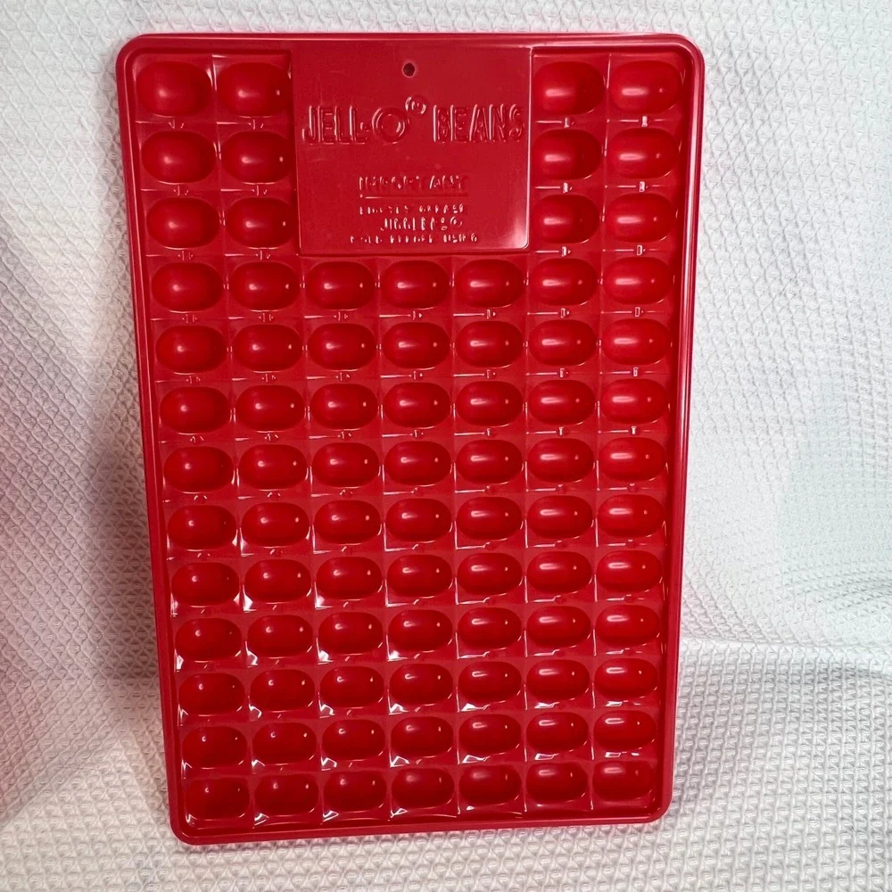 VTG Jell-O Beans Jigglers Molds Red Plastic Jelly Bean Jello Shot Trays Lot of 2